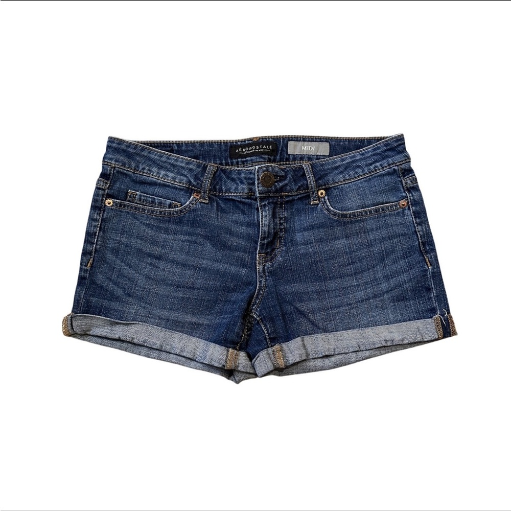 Aeropostale Midi Cuffed Denim Jean Shorts Size 2